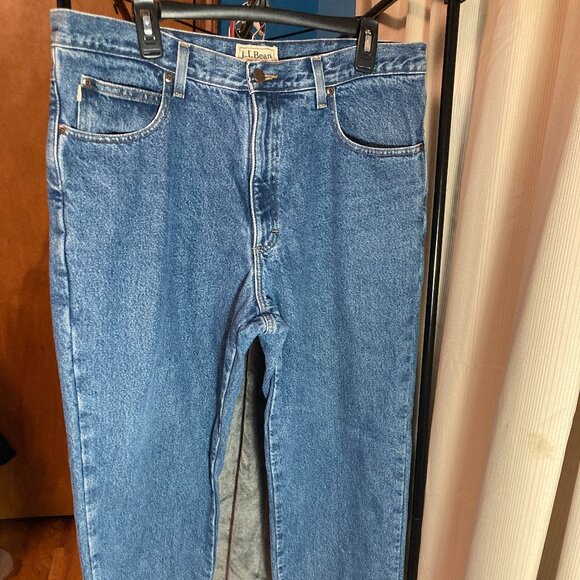 L.L. Bean Other - LL Bean Flannel Lined Jeans Mens Blue Natural Fit 100% Cotton Denim Cabin 37x30